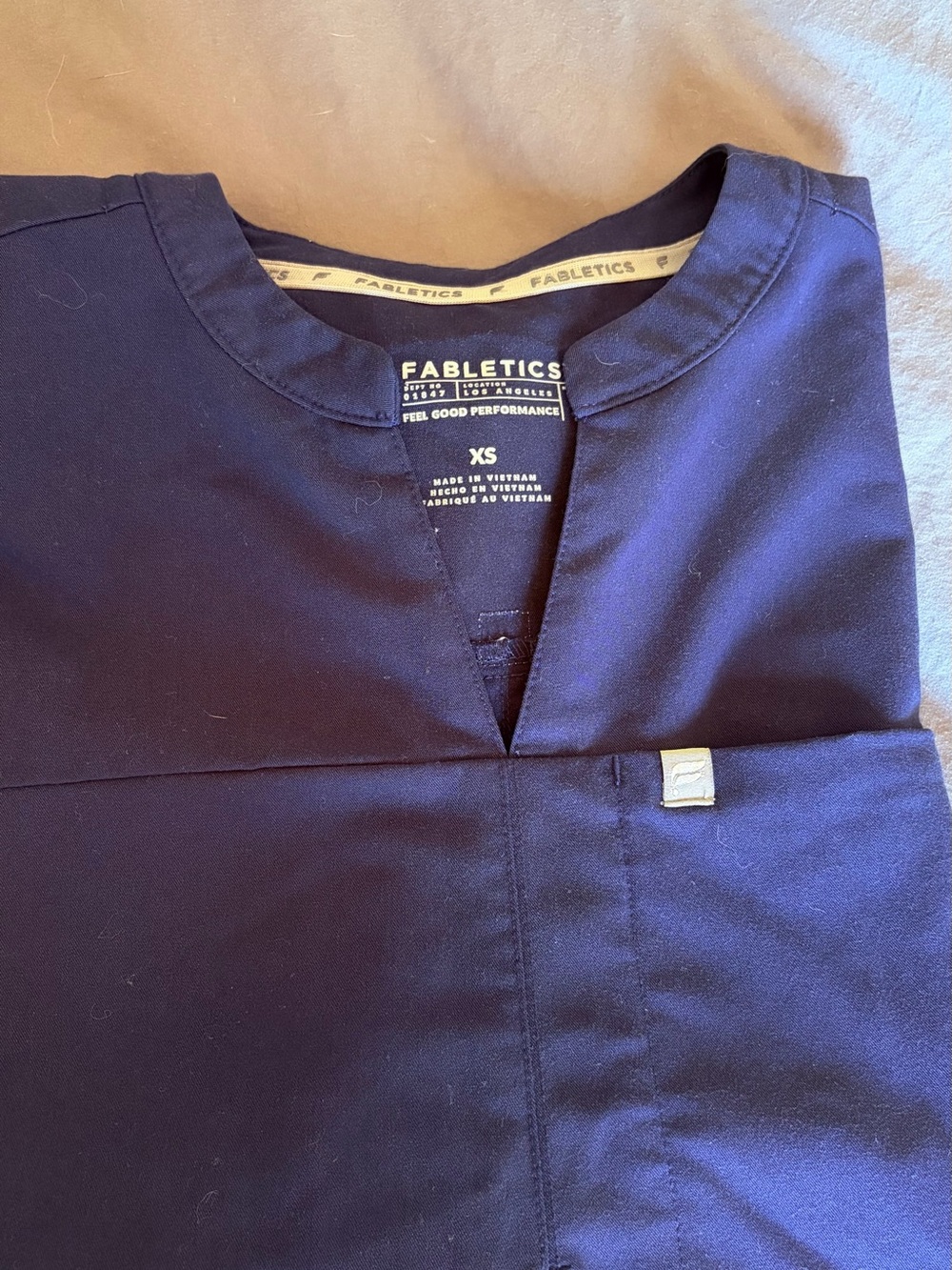 Fabletics scrub top, navy scrub top